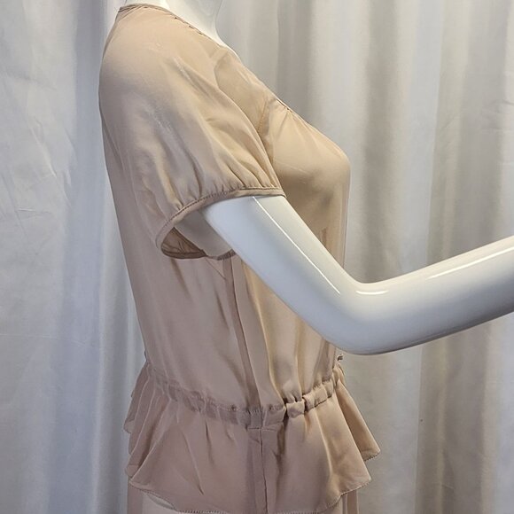 Kensie NWT Sheer Button-Down Dress With Drawstring Waist & Ruffle Hem Size 6 - Picture 12 of 16